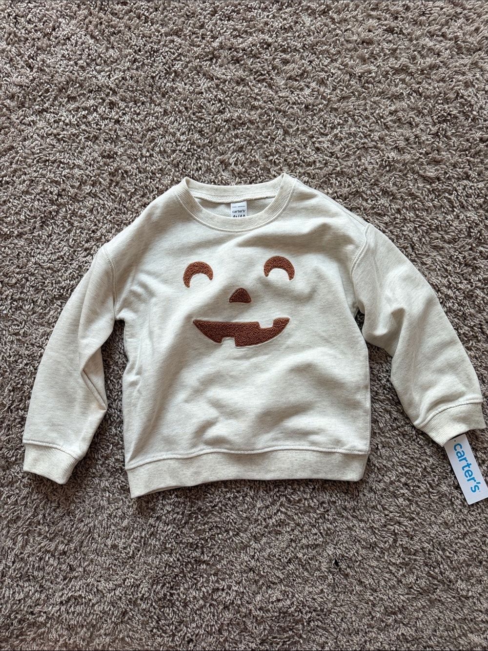 Carter's Cream Sweatshirt with Brown Pumpkin Face